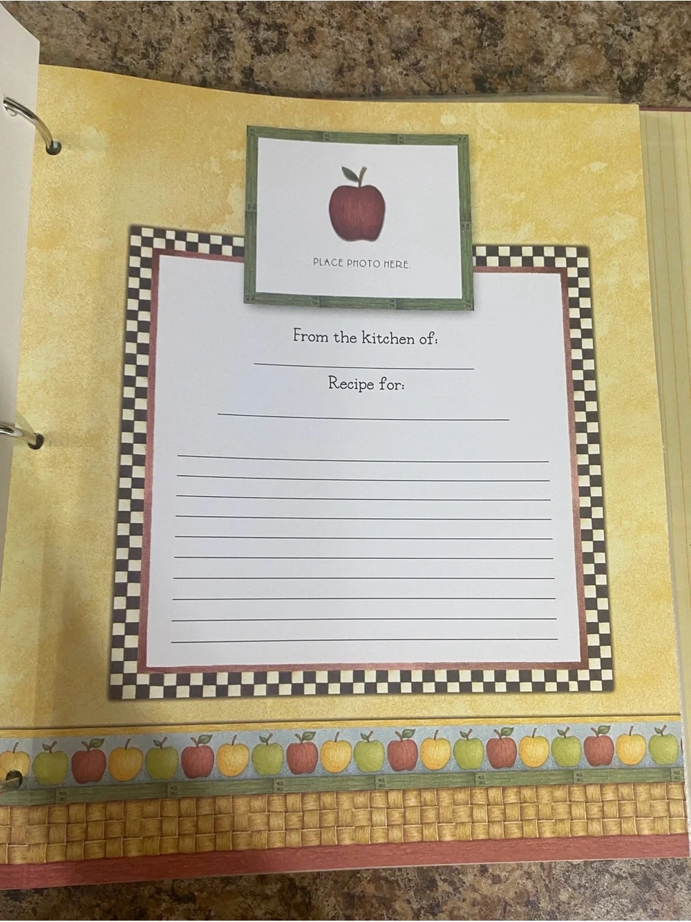 Classic Red Recipes Binder with Fruit Basket Illustration